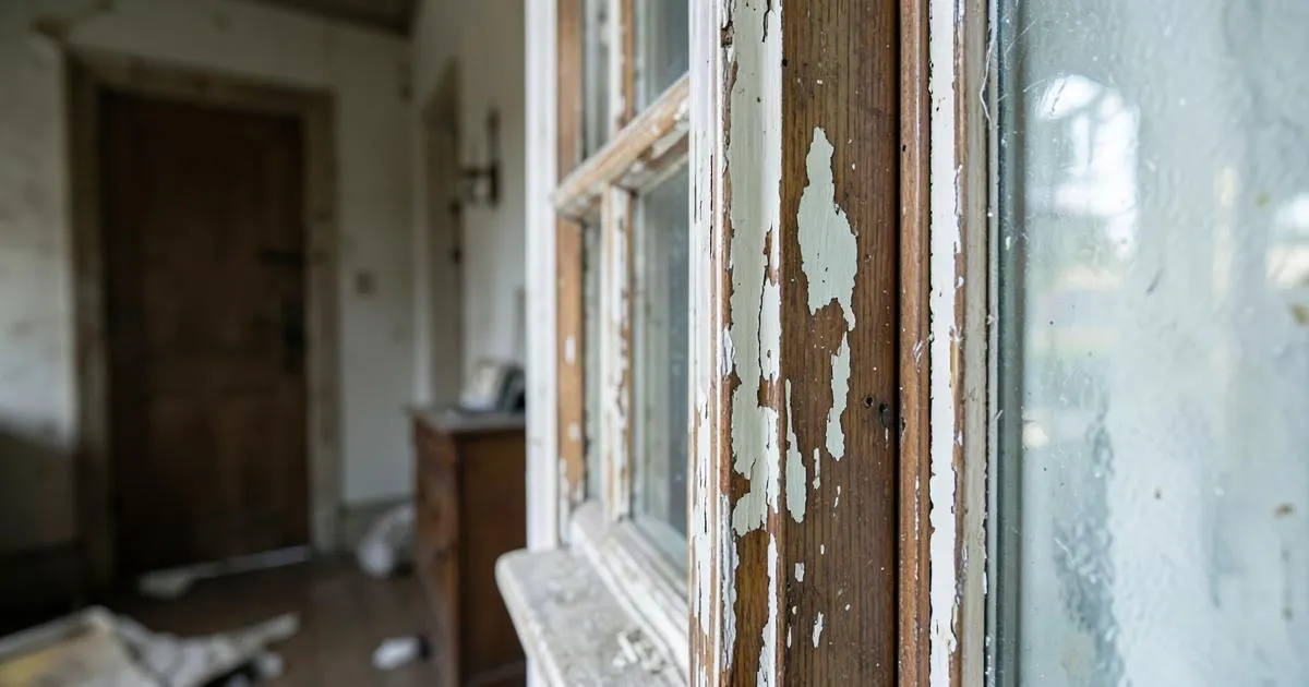 Peinture ancienne écaillée dans un logement à Rouen