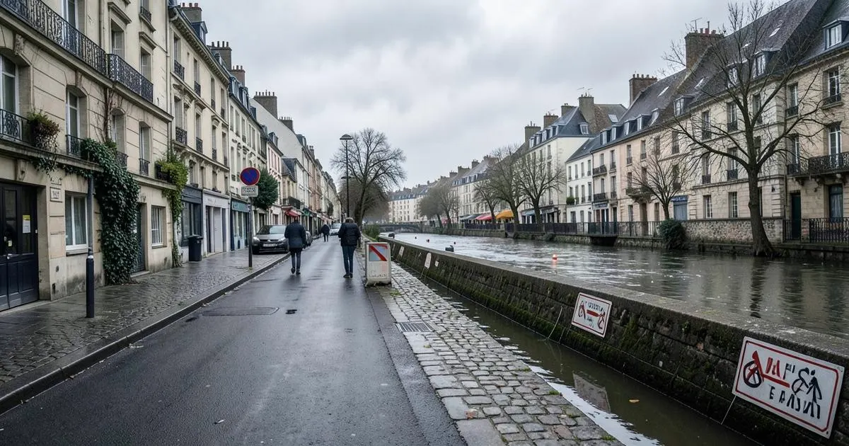 Quais et rue exposés au risque d’inondation à Rouen